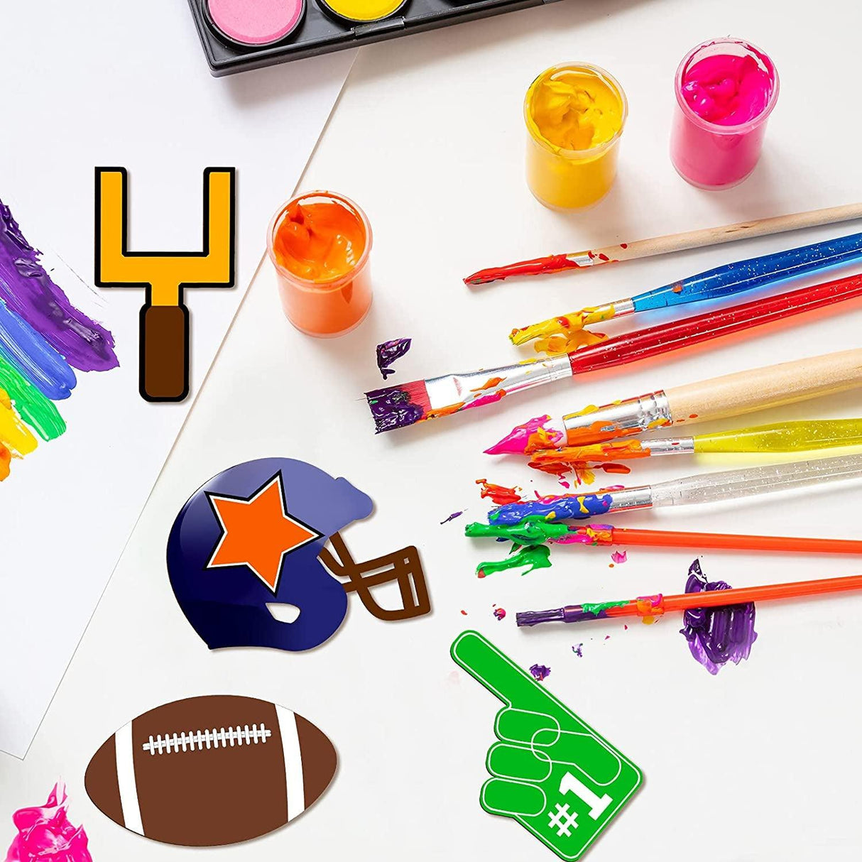 40 Pieces Football Theme Unfinished Wood Football Helmet Shaped Wood Slices Wooden Sports Cutout Football WoodArtSupply