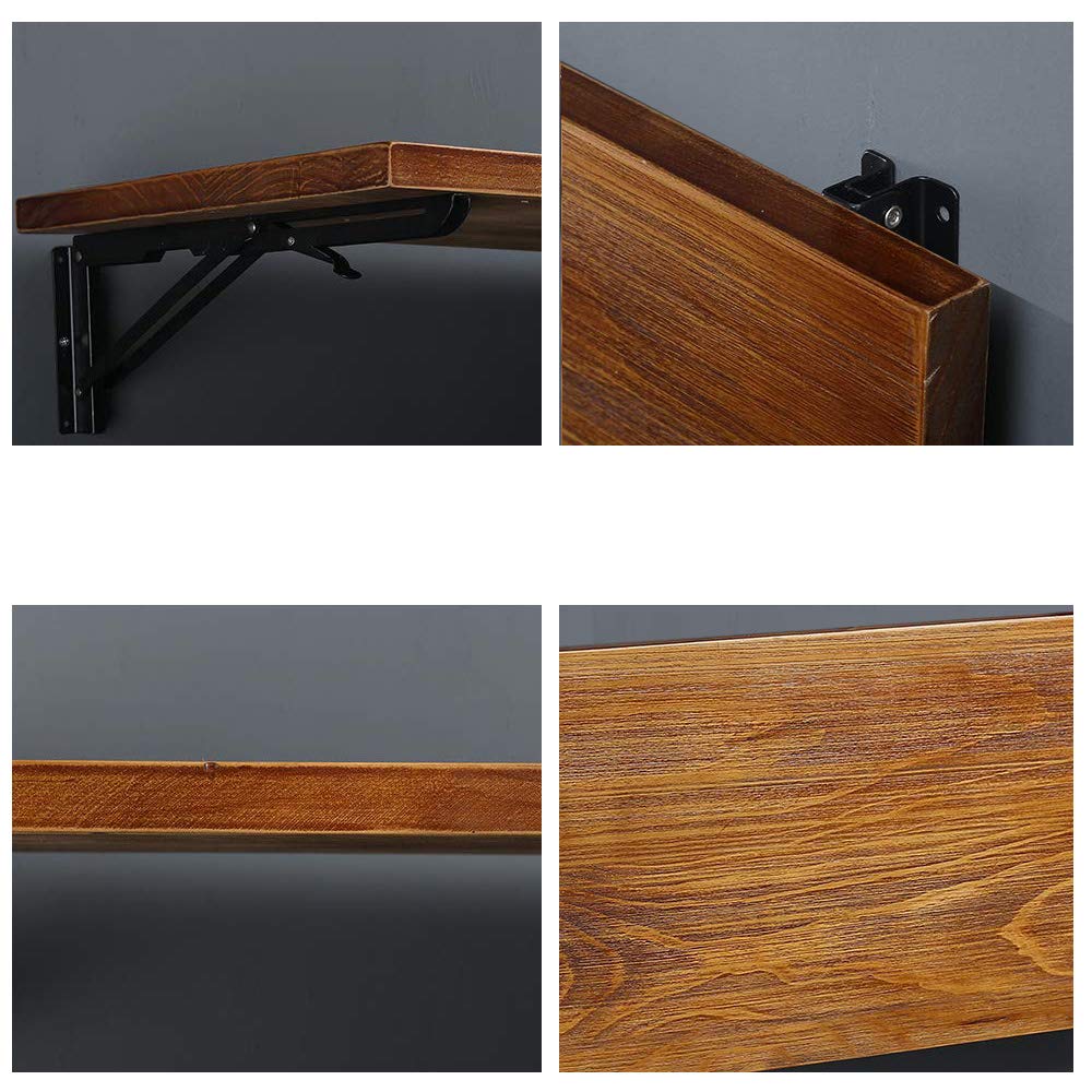 (40" Lx16 W) Industrial Rustic Folding Wall Mounted Workbench Drop Leaf Table, Dining Table Desk, Pine Wood Wall Mounted Bar Tables,Workbench,Study Table,Collapsible Butcher Block Solid Wood Table Tianman
