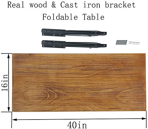 (40" Lx16 W) Industrial Rustic Folding Wall Mounted Workbench Drop Leaf Table, Dining Table Desk, Pine Wood Wall Mounted Bar Tables,Workbench,Study Table,Collapsible Butcher Block Solid Wood Table Tianman