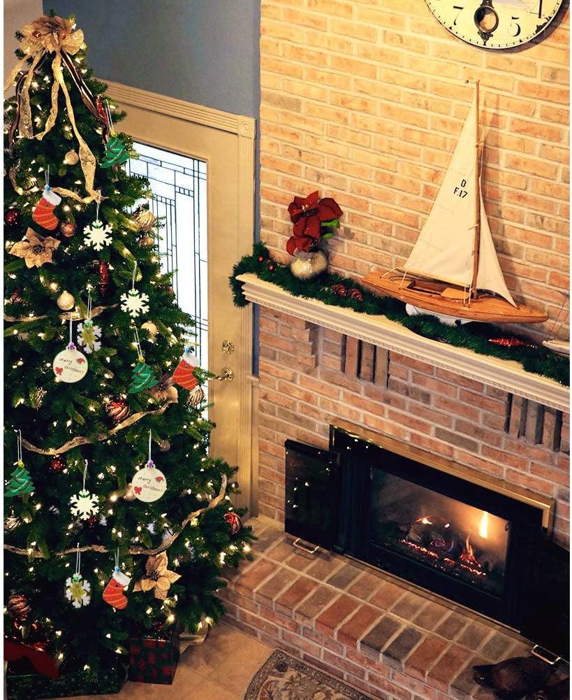 40PCS Christmas Crafts Unfinished Wooden Christmas Ornaments Kit, DIY Ornaments Crafts with 40PCS Colorful Bells and 40PCS Wax Rope WoodArtSupply