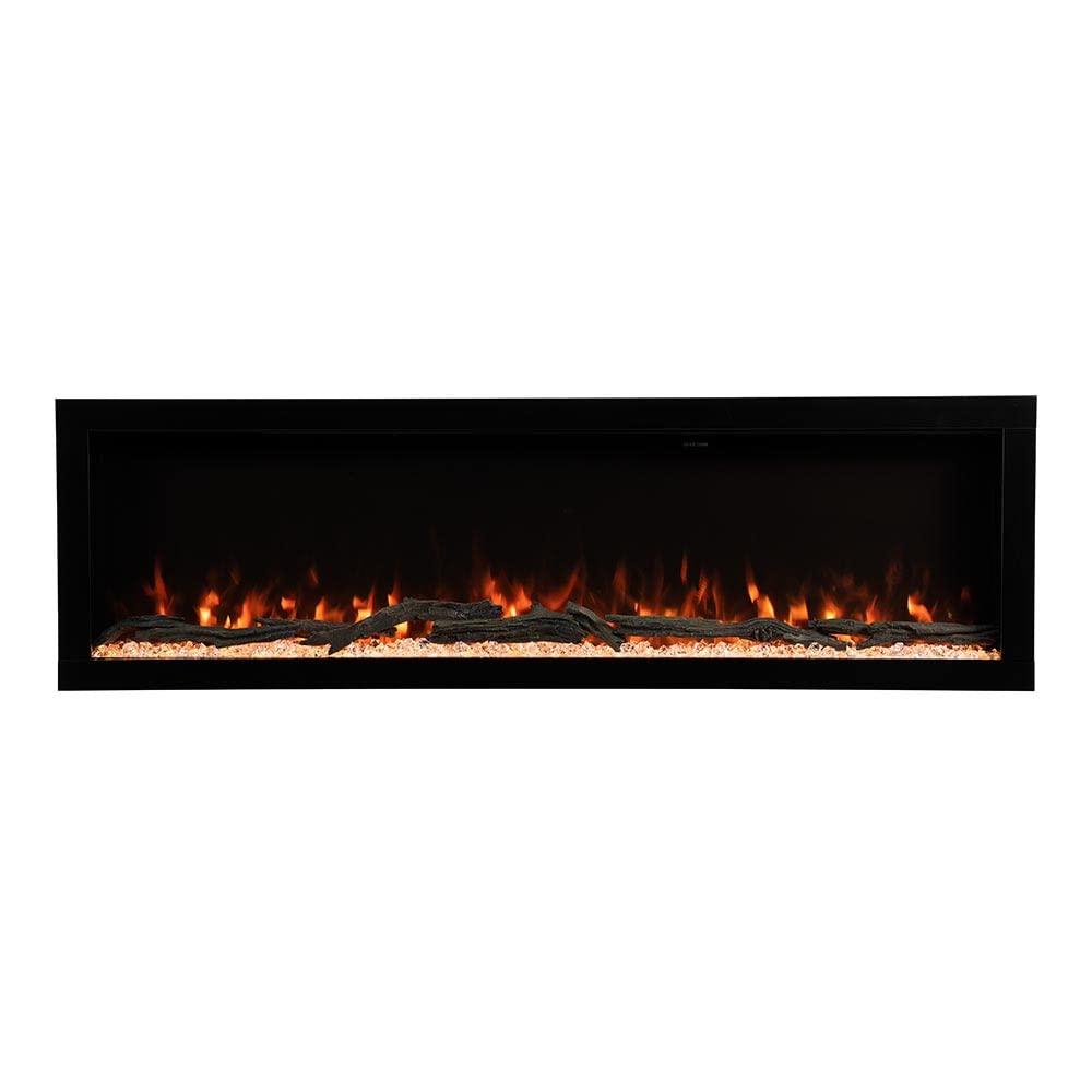 Modern Ember Highmark 60 Inch Smart Linear Electric Fireplace - Premium Flame with 10 Colors, Sleek Hidden Vent Design, Install Recessed in-Wall or Wall-Mount, WiFi and Voice-Enabled Modern Ember