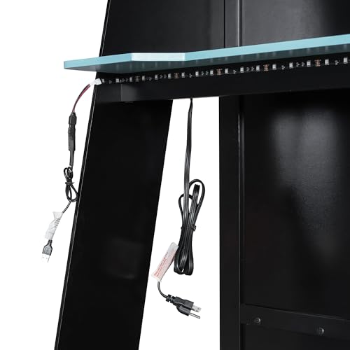 Ball & Cast Twin Size Gaming Loft Bed with Desk,Wood Gamer Bed Frame w/Shelves and RGB Light,Underbed Storage Space,Stairs,Full-Length Guardrail,Bedroom Furniture for Student Dorms,Cloud Blue Ball & Cast