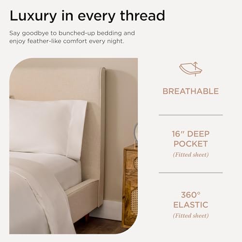 Threadmill Luxury 800 Thread Count 100% Cotton Sheets - Sateen Weave Twin XL Bed-Sheets, Better Than Egyptian Cotton,3 Pc Solid Bedding Set (Hotel White), Fits 15" Deep Pocket Threadmill