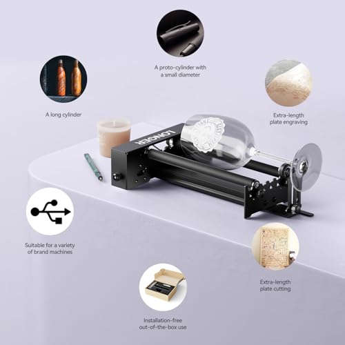 Longer Laser Engraver New-Rotary Roller, Y-axis 360° Rotation, Compatible with Other Brands of Engraver,a Good Partner for Laser Engraving Machine Longer