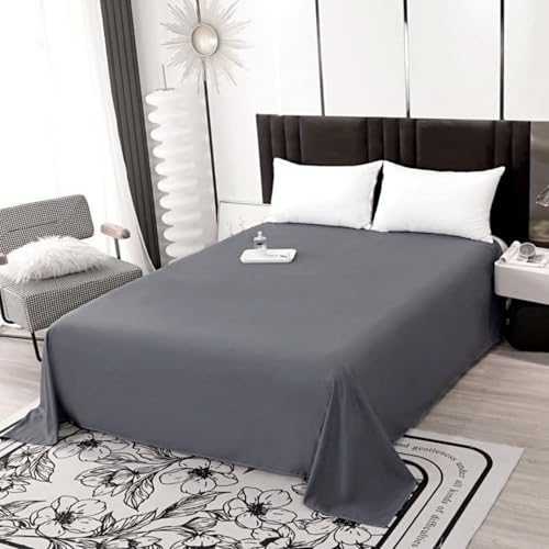 Flat Sheet-Premium Hotel 1-Piece Top Sheet, Luxury and Soft Quality Bedding Flat Sheet, Wrinkle-Free, Stain-Resistant (Dark Grey, Twin) JUWENIN