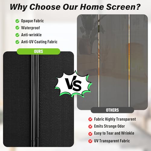 RROCOSIA Room Divider 4 Panel, Portable Folding Privacy Screen 6FT Freestanding Wall Divider with Steel Frame and Fabric Divider Panel 53.54″ x 15.94″ Room Separating for Home Hotel Office,Black RROCOSIA