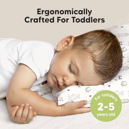 KeaBabies Toddler Pillow with Pillowcase, Jumbo 14X20 - Soft Organic Cotton Toddler Pillows for Sleeping - Machine Washable - Perfect for Travel, Toddler Bed Set (KeaFriends) KeaBabies