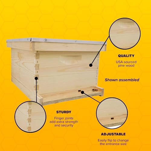 Mann Lake Unassembled Complete Bee Hive Box with Foundation, Langstroth 10 Frame 9 5/8" Hive Body, All Beekeeping Levels, Assembly Required Mann Lake