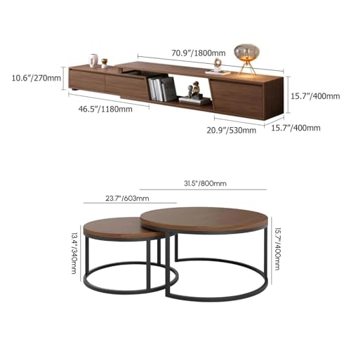 homary Extendable TV Stand with 3 Drawers Minimalist Rectangle Entertainment Center Walnut TV Console Table Up to 110" homary