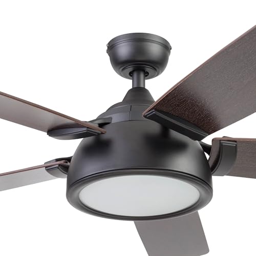 Prominence Home Potomac, 52 Inch Industrial Style Smart Ceiling Fan with Light, Remote Control, Dual Finish Blades, Compatible with Alexa and Google Assistant - 51639-01 (Matte Black) Prominence Home
