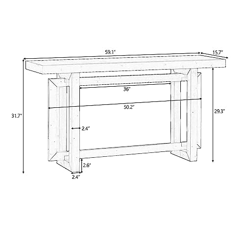 Merax Wood Entryway Console Table, Modern Line Frame with Industrial Concrete Top, for Living Room/Hallway/Foyer, Grey Merax