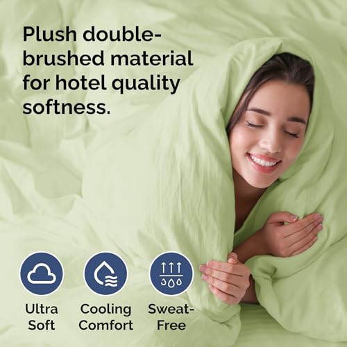Duvet Cover Twin/Twin XL Size - Extra Soft Twin/Twin XL Size Duvet Cover - Lightweight, Breathable & Cozy w/ Zipper Closures and Ties - 68" x 90" Inches - (Light Sage Green) Comforter Not Included CGK Unlimited