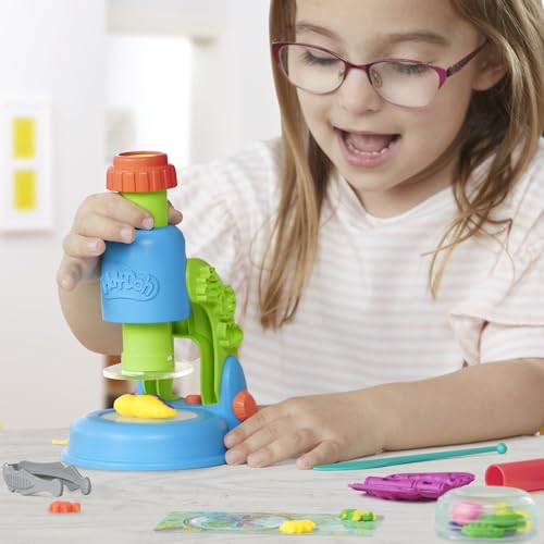 Play-Doh Light & Look Microscope for Kids, Electronic Preschool Toys for Girls & Boys, 9 Accessories & 5 Colors, Back to School Gifts, Ages 3+ Play-Doh
