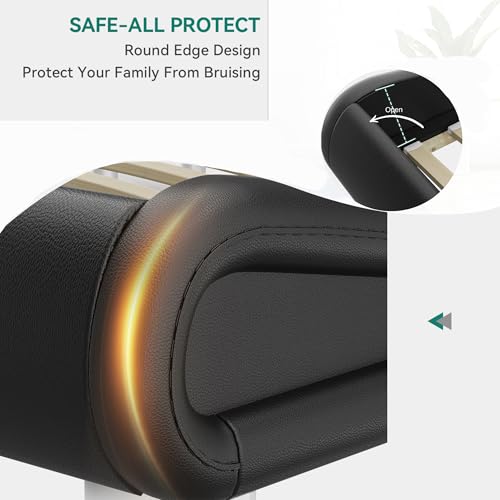 YITAHOME King Size LED Platform Bed Frame with Adjustable Headboard/No Box Spring Need/Easy Assembly/Faux Leather in Black YITAHOME