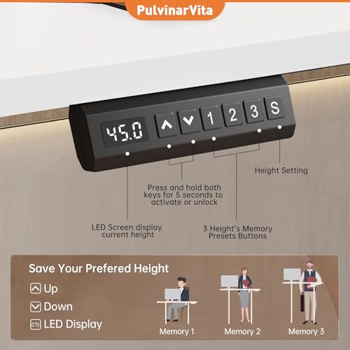 PulvinarVita Dual Motor Standing Desk Frame, Ergonomic Stand Up Desk Base Workstation with Cable Management Tray, Headphone Hook for Home Office PulvinarVita