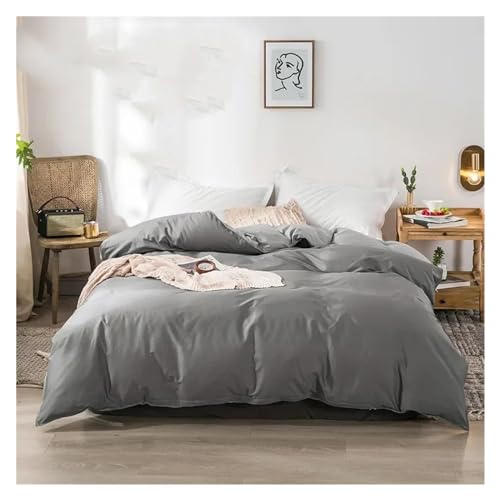YUSIWOAL Fashion Duvet Cover Sets Cotton Gray Quilt Cover Single Double Queen Bedding Sets 4pcs Pillowcase Boys Solid Comforter Cover Sets,Summer Duvet Cover sets(Queen) YUSIWOAL