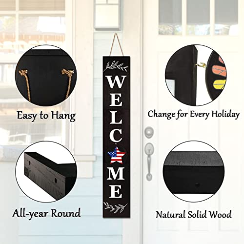 LOTKEY Interchangeable Welcome Sign for Front Porch Standing LOTKEY