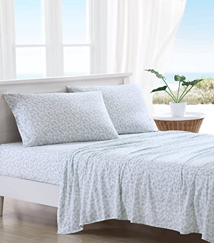 Tommy Bahama - King Sheets, Cotton Percale Bedding Set, Crisp & Cool, Stylish Bedding Set (Hibiscus Bloom Green, King) Tommy Bahama