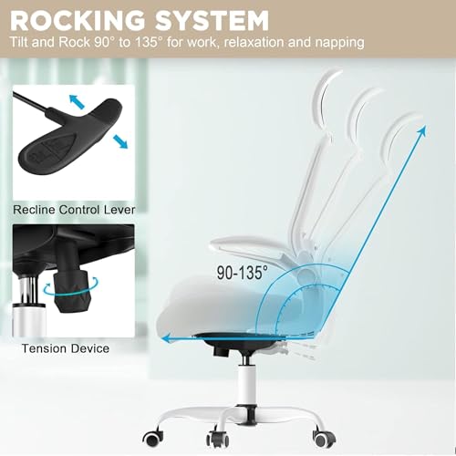 Mimoglad Office Chair, High Back Ergonomic Desk Chair with Adjustable Lumbar Support and Headrest, Swivel Task Chair with flip-up Armrests for Guitar Playing, 5 Years Warranty Mimoglad