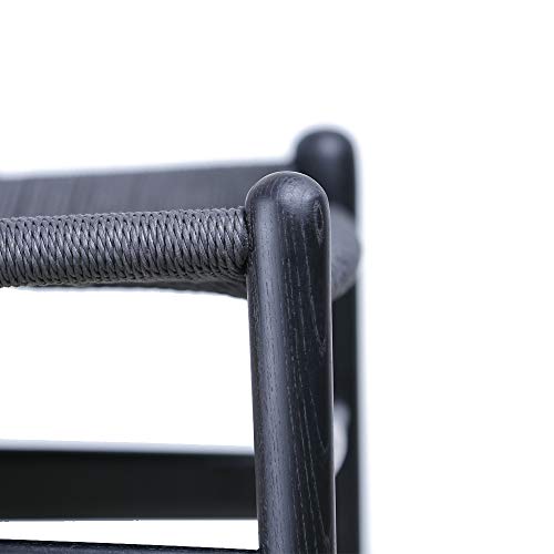 Tomile Solid Wood Wishbone Chair Y Chair Mid-Century Armrest Dining Chair, Rattan Armchair - (Ash Wood Black) Tomile