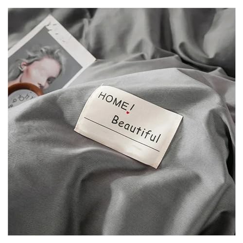 YUSIWOAL Fashion Duvet Cover Sets Cotton Gray Quilt Cover Single Double Queen Bedding Sets 4pcs Pillowcase Boys Solid Comforter Cover Sets,Summer Duvet Cover sets(Gr?,Queen) YUSIWOAL