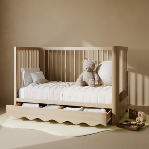 Storkcraft Casablanca Convertible Crib with Drawer and Toddler Guardrail (Driftwood) – GREENGUARD Gold Certified, Toddler Bed Conversion Kit Included, Fits Standard Crib Mattress, Crib with Storage