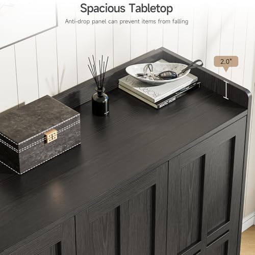 ONBRILL Shoe Cabinet with 3 Doors and Adjustable Shelves, 30 Pairs Shoe Storage Cabinet, 40 Inch Tall Farmhouse Shoe Rack Shoe Organizer Cabinet for Entryway Living Room Closet, Black ONBRILL