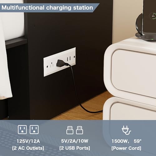 Jotirxe Full Murphy Bed Cabinet: Black Cabinet Bed with Charging Station, Cube Murphy Beds with Drawers, Modern Hidden Beds for Small Spaces, Guest Room and Office Jotirxe