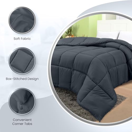 Utopia Bedding Comforters King Size, All Season Duvet Insert, Down Alternative Box Stitched Bed Comforter with Corner Tabs, Machine Washable (Grey) Utopia Bedding