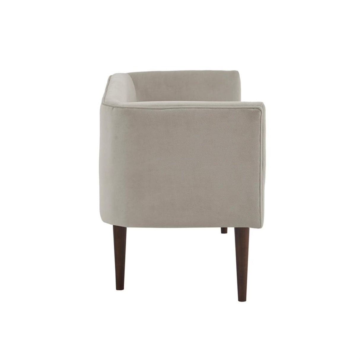 Madison Park Farrah Entryway Accent Bench with Curved Backrest, 8.75" Cushion Seating Bench for Living Room, Compact Bed End Bench with Solid Wood Legs & Soft Poly Velvet Uplhostery, 49" W, Cream Madison Park