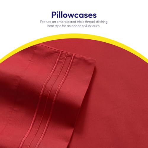 Supreme Collection Twin Red Twin Sheet Set - 3 Piece Bed Sheets and Pillowcase Set - Extra Soft, Deep Pocket Sheets, Elastic Corner Straps Sweet Home Collection