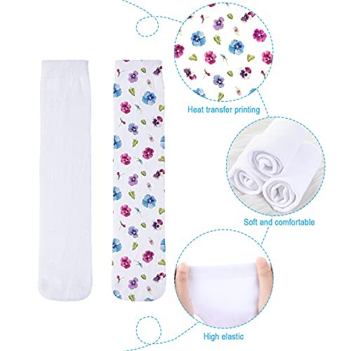 Geyoga 15 Pairs Blank White Sublimation Socks Polyester Printable Knee Athletic Socks Full Sublimation Sock Bulk For Adult Mens Womens Unisex DIY Geyoga