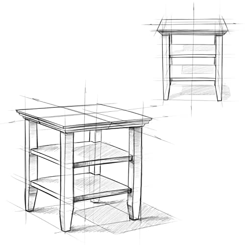 SIMPLIHOME Acadian SOLID WOOD 19 inch wide Square Rustic Contemporary End Side Table in Farmhouse Grey with Storage, 2 Shelves, for the Living Room SIMPLIHOME