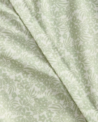 Duvet Cover Queen Size Set - Extra Soft Floral Duvet Cover 90 x 90 with 2 Pillow Shams - Comfy, Breathable Bedding Set - Hotel Luxury & Fade Free with Zipper Closures & Ties - Sage Retro Floral CGK Unlimited