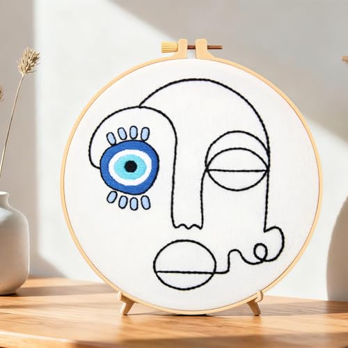 Beginner Embroidery Starter Kits, Abstract Embroidery Kits for Beginners Adults, Stamped Cross Stitch Kits for Beginners Adults Craft Kits for Women, Entire Set of Embroidery Supplies & Video Tutorial