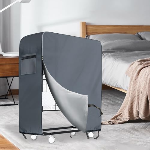 Folding Bed Storage Cover 31.5" × 14" × 44", Waterproof 600D Dustproof Rollaway Bed Protector with Zipper & Handles – Fits Most 31–38" Single Folding Beds, Breathable & Durable, Grey WES