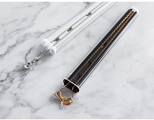 FrasioJoon Anti-Tangle 2 Pcs Travel Necklace Acrylic Mini Portable Storage Holder,Pendant Small Chain Box Container Display Case FrasioJoon