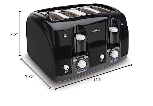 Sunbeam Wide Slot 4-Slice Toaster, Black (003911-100-000) Sunbeam