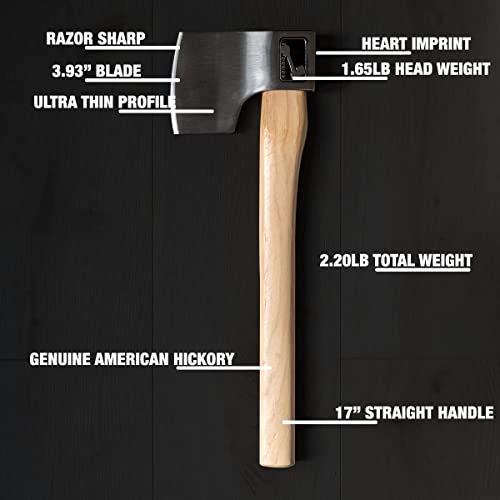 Queen of Hearts Throwing Axe: World Axe Throwing League Premium Competition Throwing Axe, WATL Throwing Hatchet with Round Hickory Wooden Handle (Round Handle) WATL