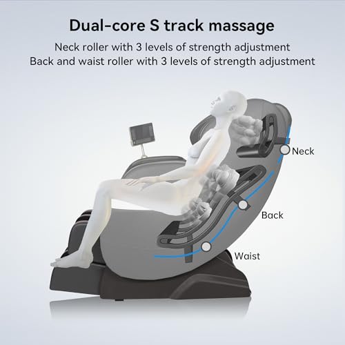 Real Relax Massage Chair Full Body of Dual Core S Track,Zero Gravity Realiner with App Control,Bluetooth,Foot Roller,Home or Office Use,Black and Gold Real Relax