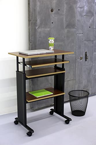 Safco 1929CY MUV Mobile Stand-Up Height-Adjustable Desk,Keyboard Storage, Steel Frame Construction, Durable Melamine Laminate Work Surface, 4 Wheels, Narrow Design Safco