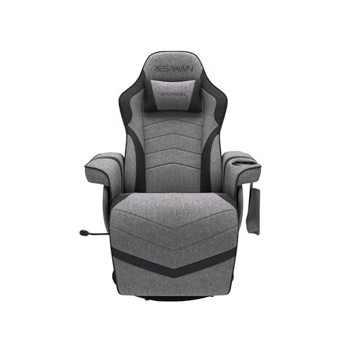 RESPAWN 900 Console Gaming Recliner with Footrest and Lumbar Support - Comfortable Ergonomic Gaming Chair with Headrest, No Wheels, Reclining, Heavy Duty, Racing Style Video Game Chairs - Gray Fabric RESPAWN
