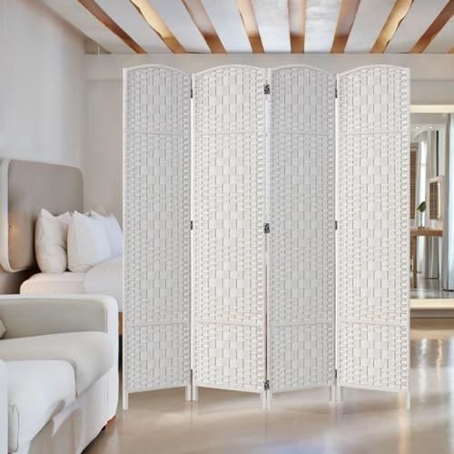 Rose Home Fashion 6 ft Tall Room Divider, Room Dividers and Folding Privacy Screens, 15.7in Privacy Screen 4 Panel Partition Temporary Wall Separation for Private, White Rose Home Fashion