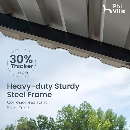 PHI VILLA 10 x 15 ft Heavy Duty Carport with Galvanized Steel Roof Multi-Use Shelter, Sturdy Metal Carport for Cars, Boats, and Tractors PHI VILLA