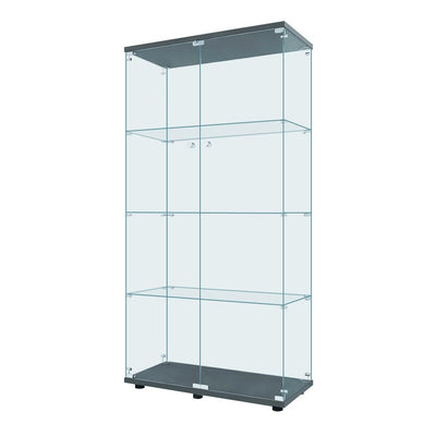 FYSHERAN Black Curio Glass Cabinet with 4 Shelves for Collectibles