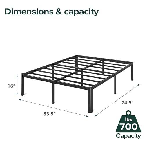 Zinus Van 16 Inch Full Metal Platform Bed, Steel Slat Support, No Box Spring Needed, Eco Friendly WonderBox Packaging, Easy Assembly, Black Zinus