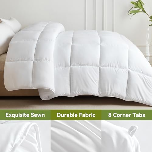 L LOVSOUL Down Alternative Queen Comforter Duvet Insert,All Season Duvet Insert with Corner Tabs,White Comforter Queen Size 90x90Inches L LOVSOUL