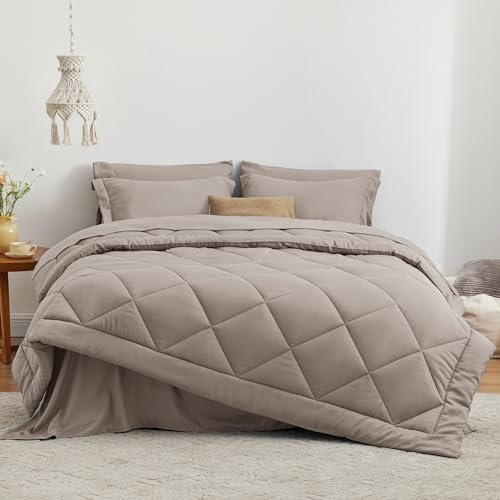 Love's cabin Twin Comforter Set Burlwood, 5 Pieces Twin Bed in a Bag, All Season Twin Bedding Sets with 1 Comforter, 1 Flat Sheet, 1 Fitted Sheet, 1 Pillowcase and 1 Pillow Sham Love's cabin