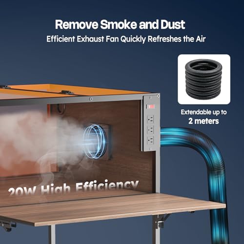 Crafit Laser Engraver Enclosure Cabinet with Exhaust, Laser Engraving Table with Ventilation Fan, Heavy Duty Laser Cutter Protective Cover Tent with Eye Protection, Insulates against Noise Fumes Odors Crafit