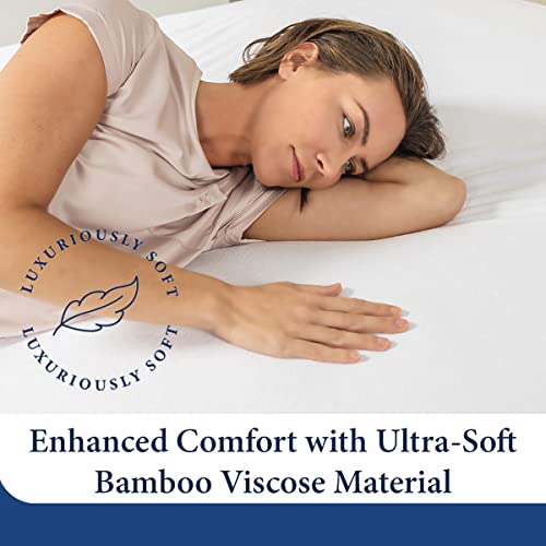 Cosy House Collection Luxury Mattress Protector - Blend of Rayon Derived from Bamboo - College Dorm Room Essentials - Ultra Soft Comfort, Stays Cool & Quiet - Premium Fitted Sheet Style (Twin XL) Cosy House Collection